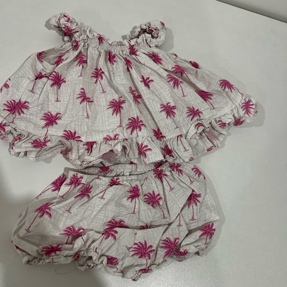 Girls Pink Palm-Print Matching Set by
